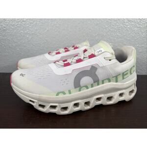 On Cloudmonster Running Sneakers White/Lima Pink 61.97725 Women's Size 9.5 EUC